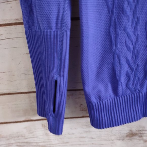 Lululemon Athletica Rest Less Hoodie Cable Knit Hooded Athletic Blue Top size 2 - Picture 4 of 8